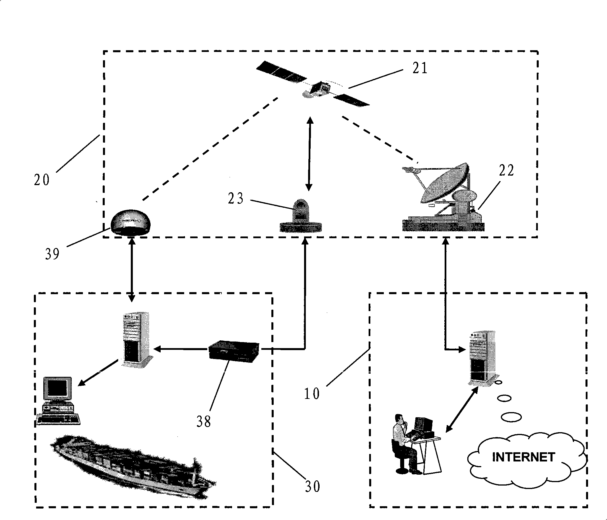 Transmission system for transmitting instruction from bank to assigned vessel through satellite