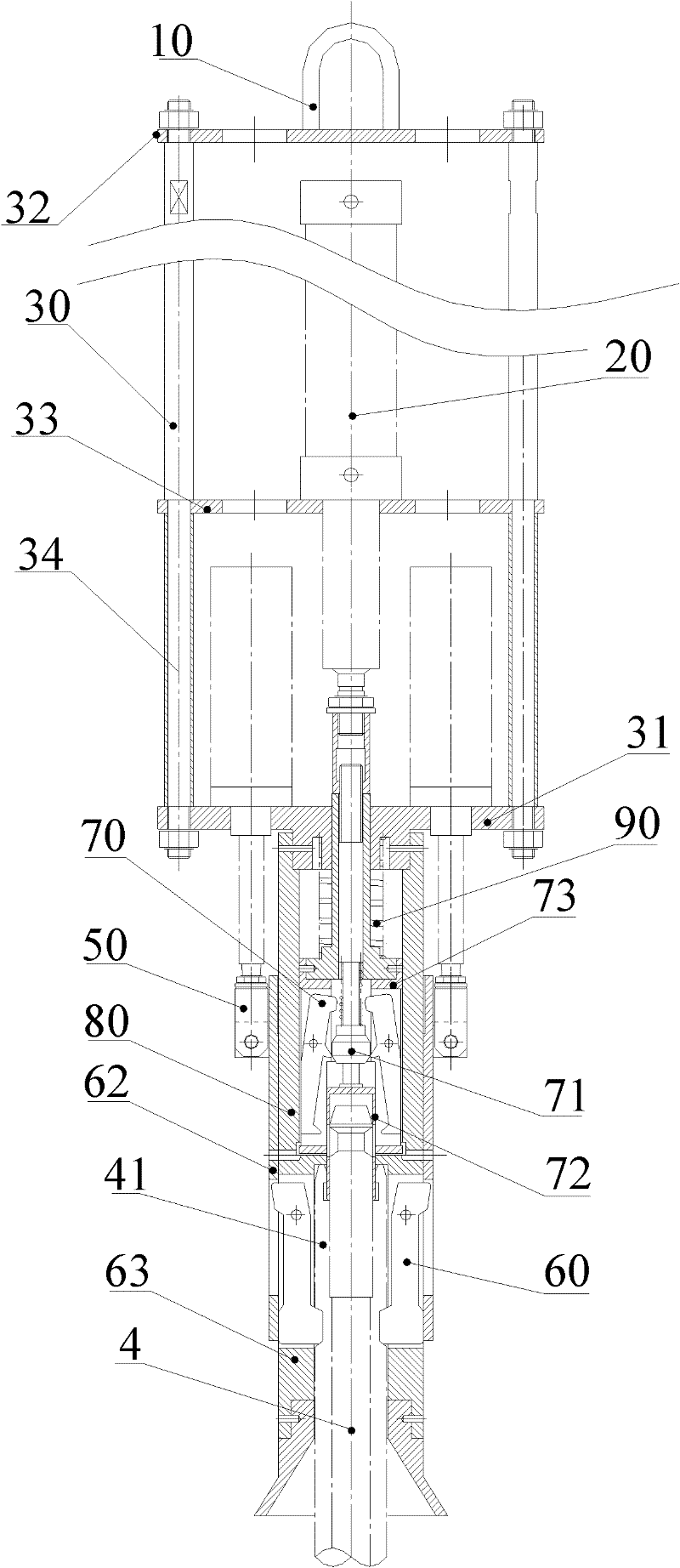 Emergency tripping device of reactor control rod assembly