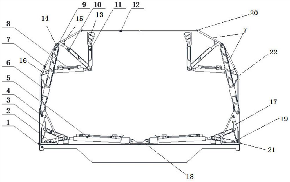 A segmented radar protection frame automatic deployment and retraction device