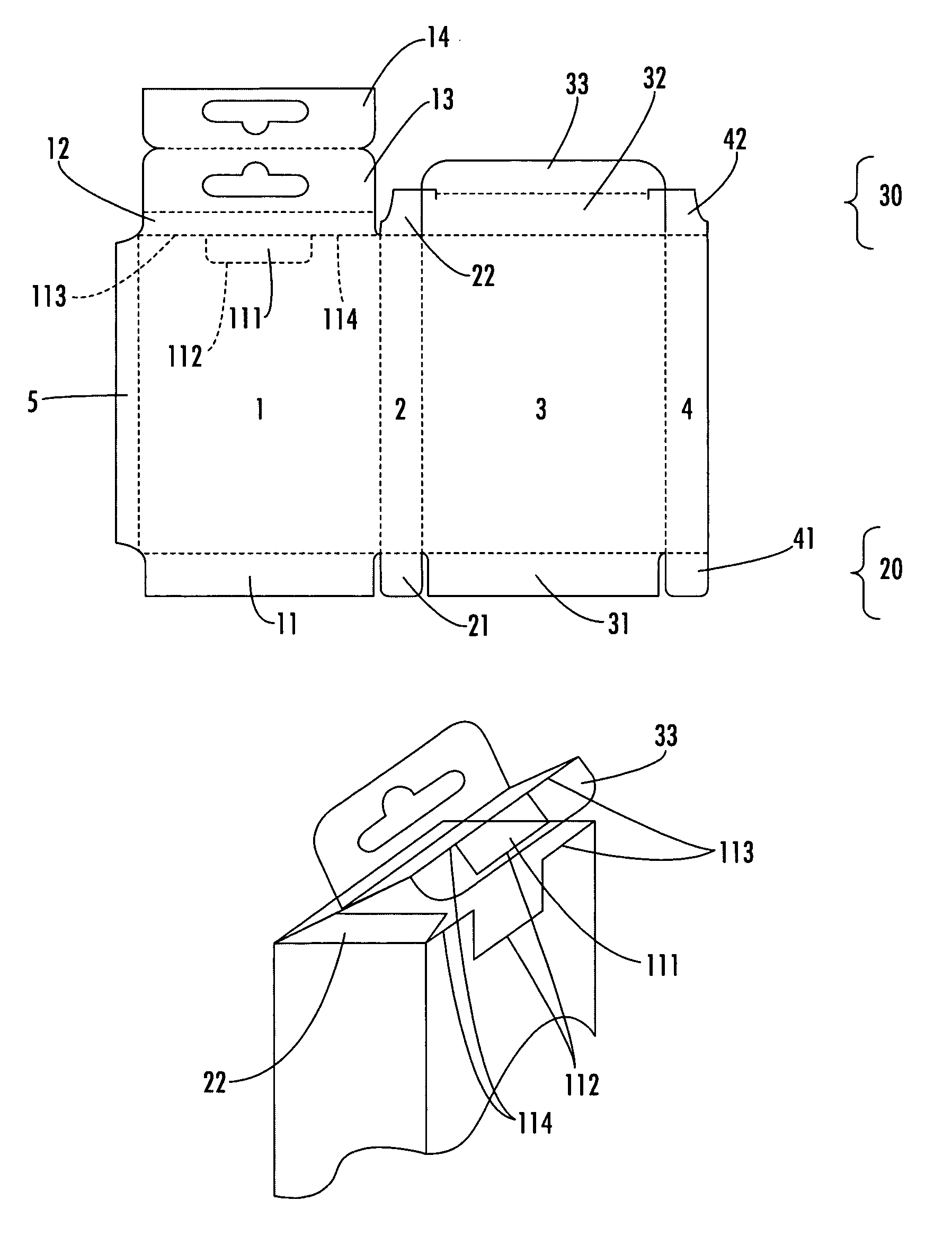 Recloseable, cuboidal folding box having a tamperproof seal and a hanging tab