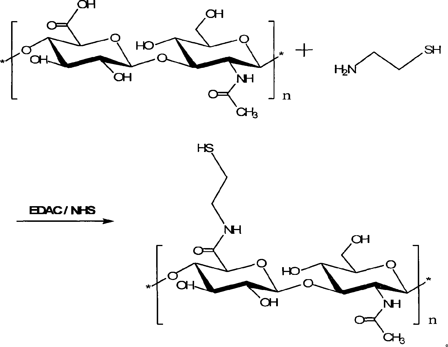 Cysteamine modified sulfhydryl hyaluronic acid couplet, preparation and application thereof