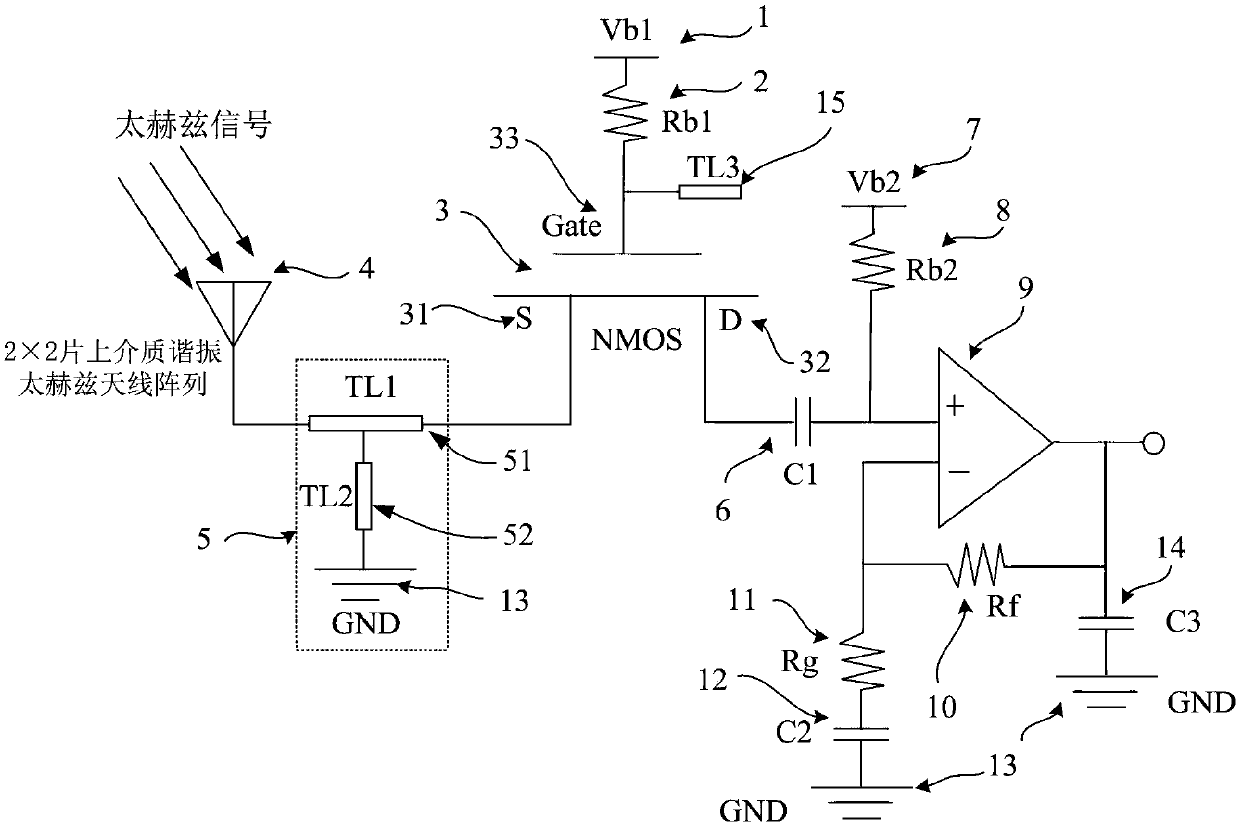 Terahertz detector and method based on N*M dielectric resonant antenna array