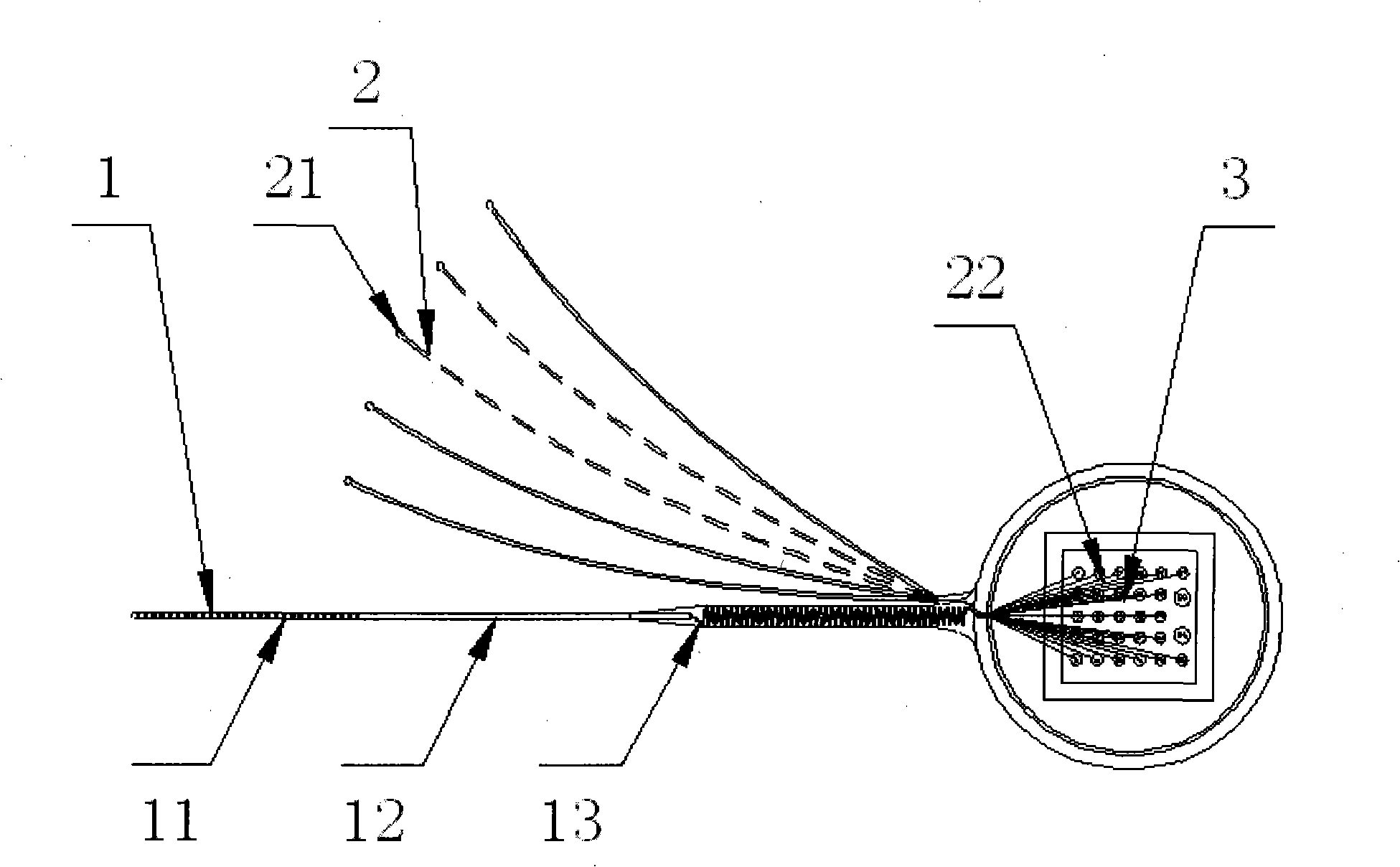 Artificial cochlear implant device adopting multi-point loop electrode outside cochlea