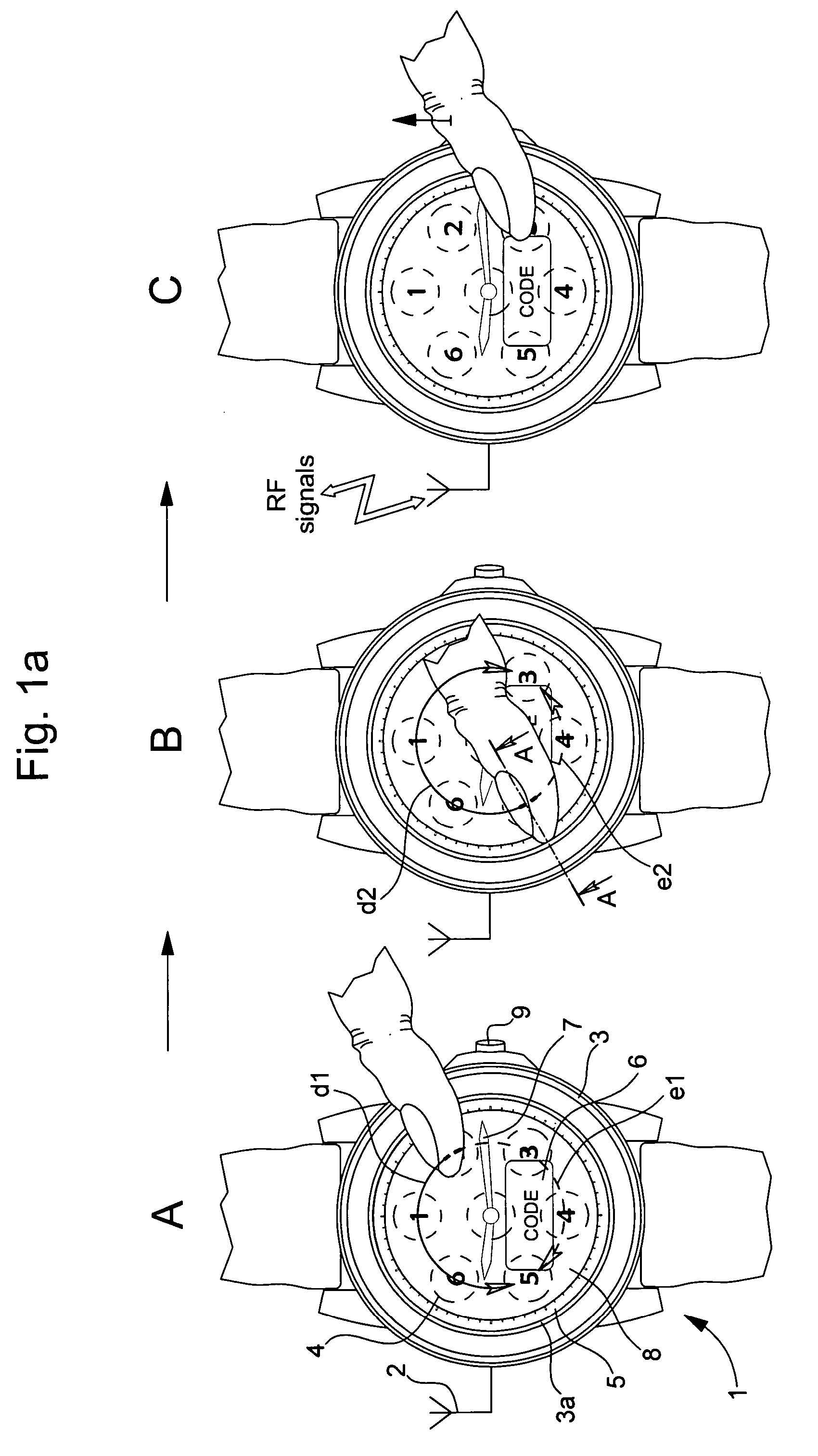 Method of input of a security code by means of a touch screen for access to a function, an apparatus or a given location, and device for implementing the same