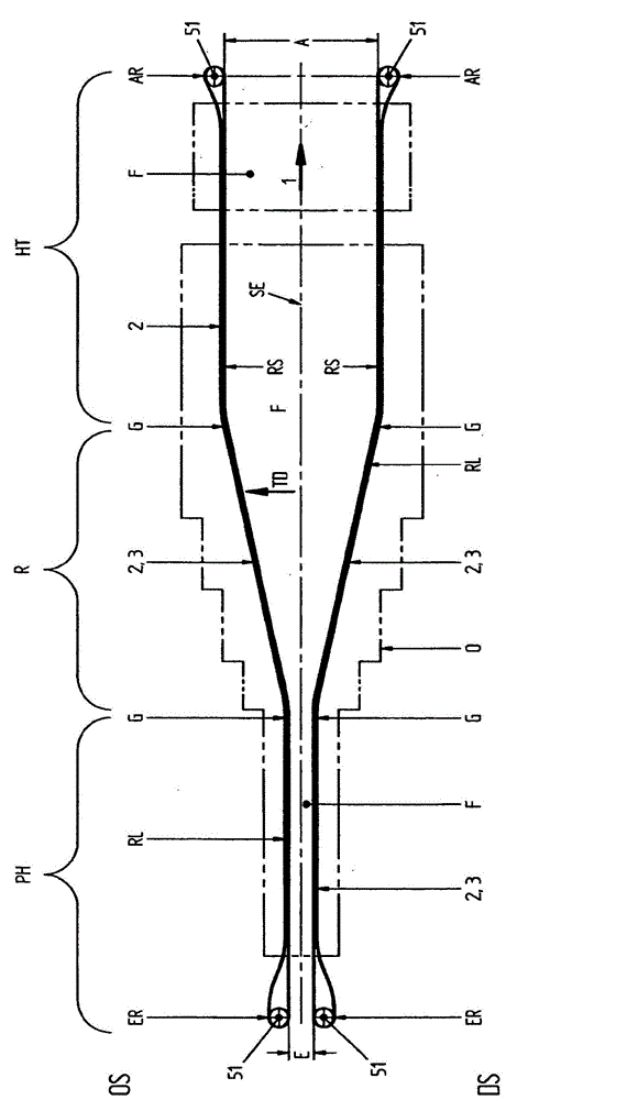 Transport system, in particular transverse stretching systems