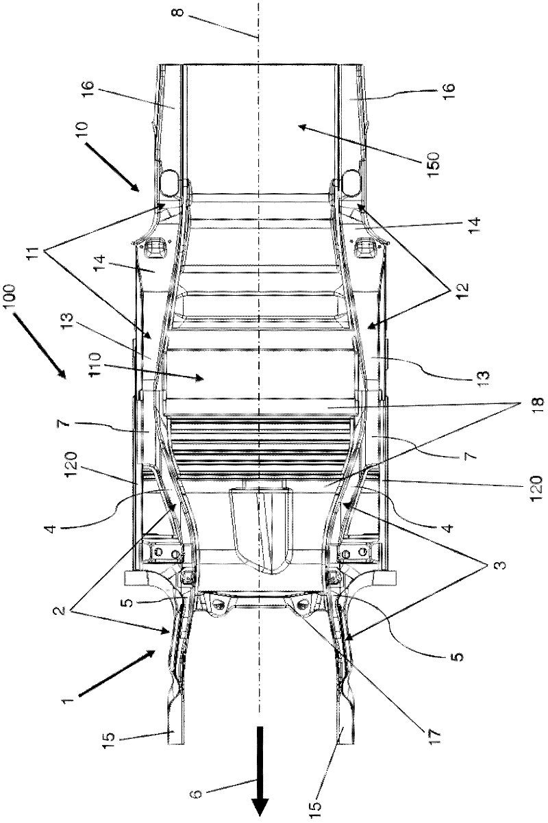 Frame structure for a motor vehicle, rear frame structure, and vehicle body