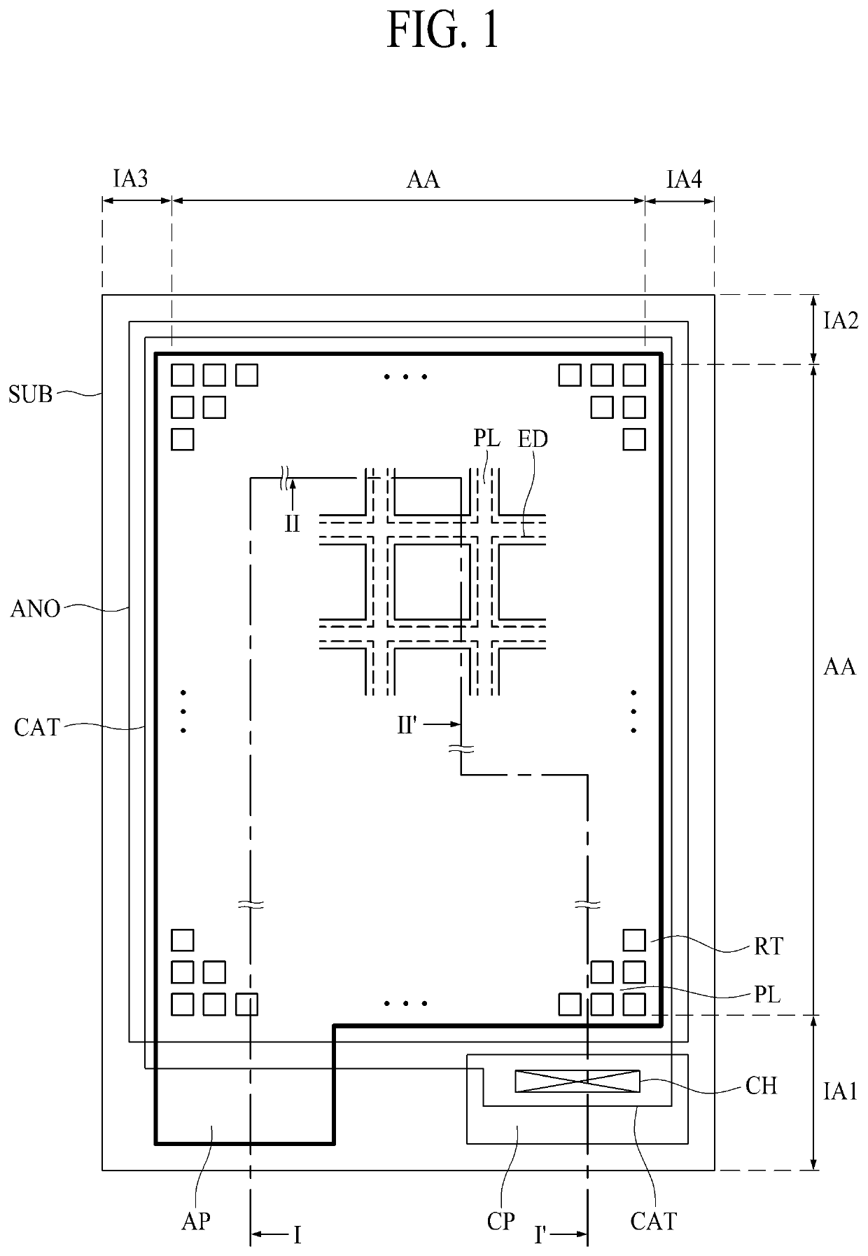 Electroluminance lighting device having high aperture ratio