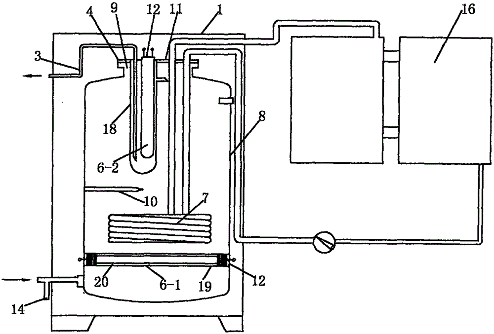 Heater-type light-wave electric heating tube installing structure in solar water heater nonmetal water tank