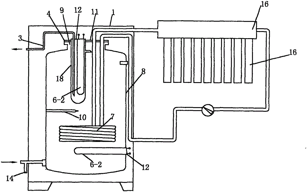 Heater-type light-wave electric heating tube installing structure in solar water heater nonmetal water tank