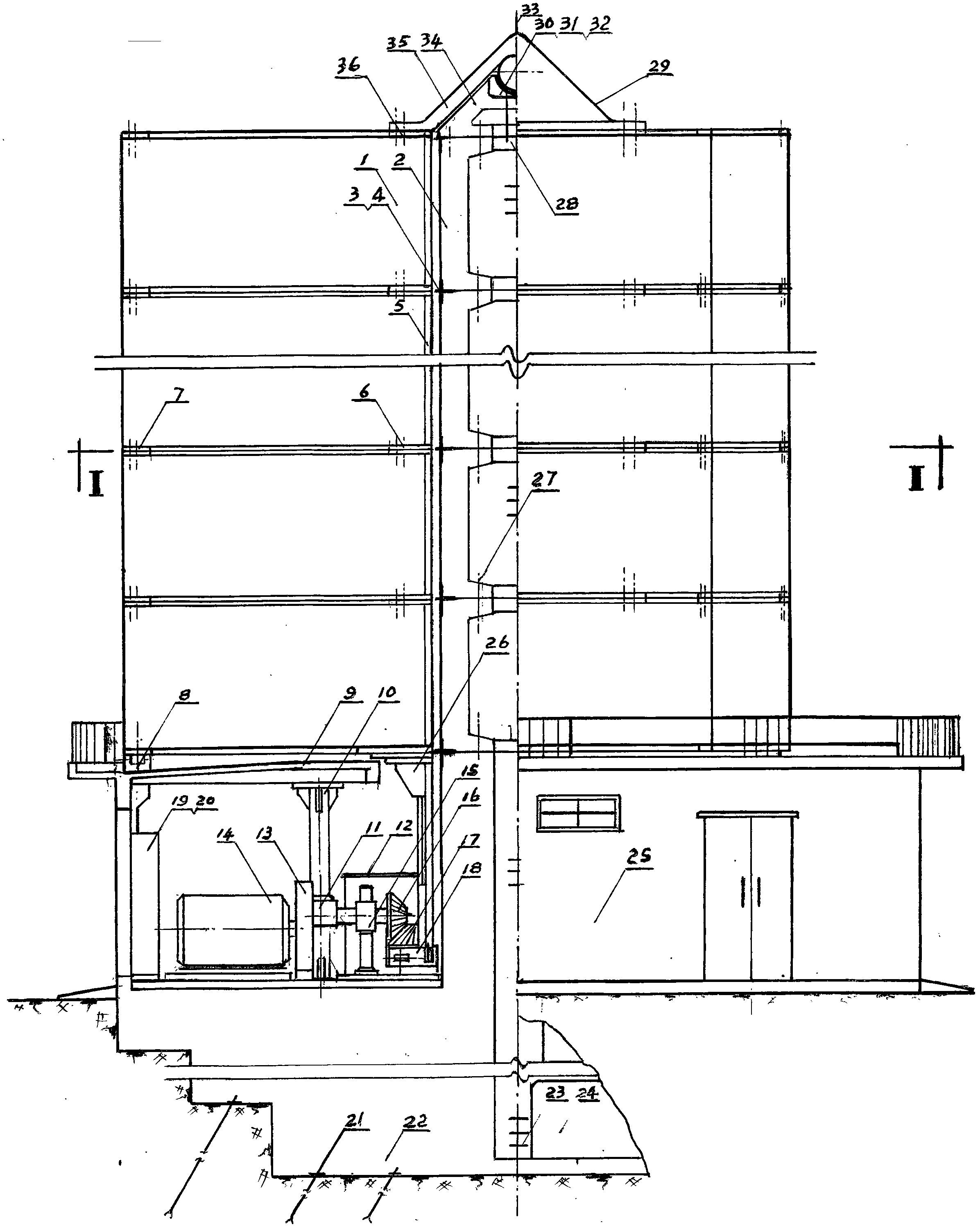 Tower-type turbine wind power generation device