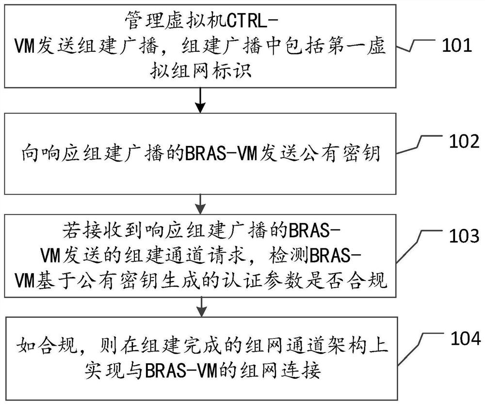 Method, device and system for automatic establishment of virtual networking