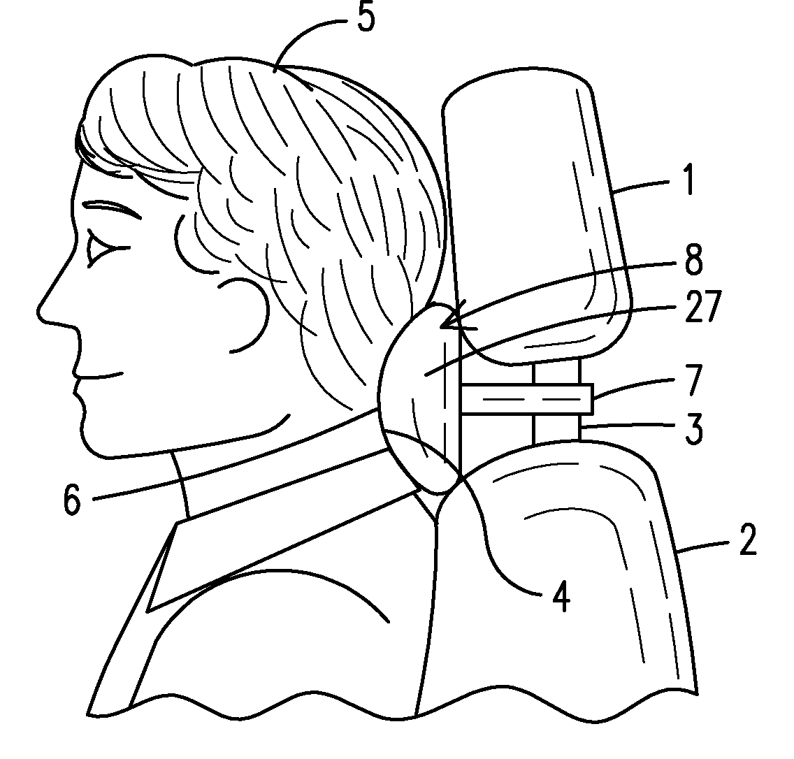 Vehicle seat neck protection device