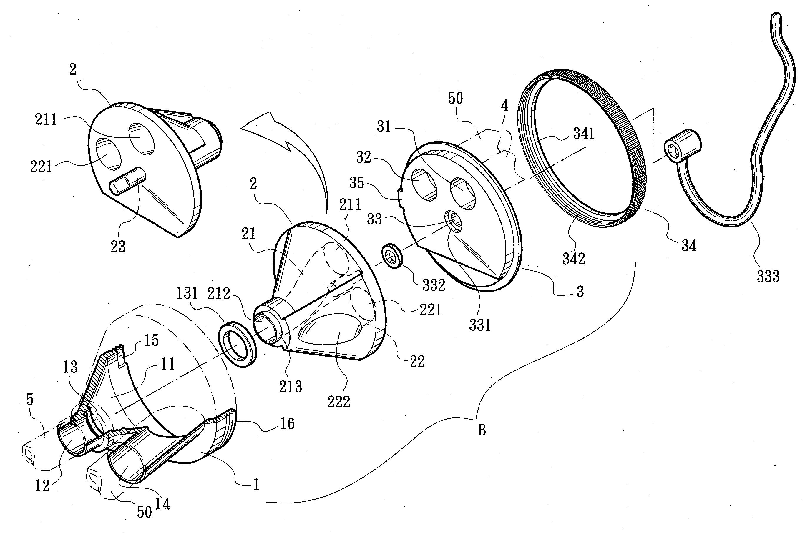 Straight-through rotary valve structure
