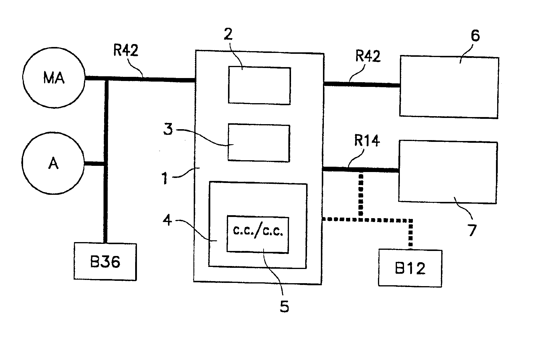 Electrical distribution box for vehicles having two networks with different voltage levels