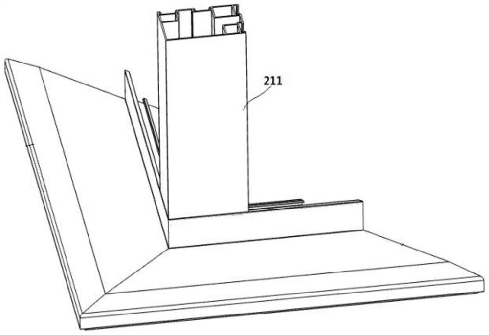 A connection structure between corner frame and railing frame