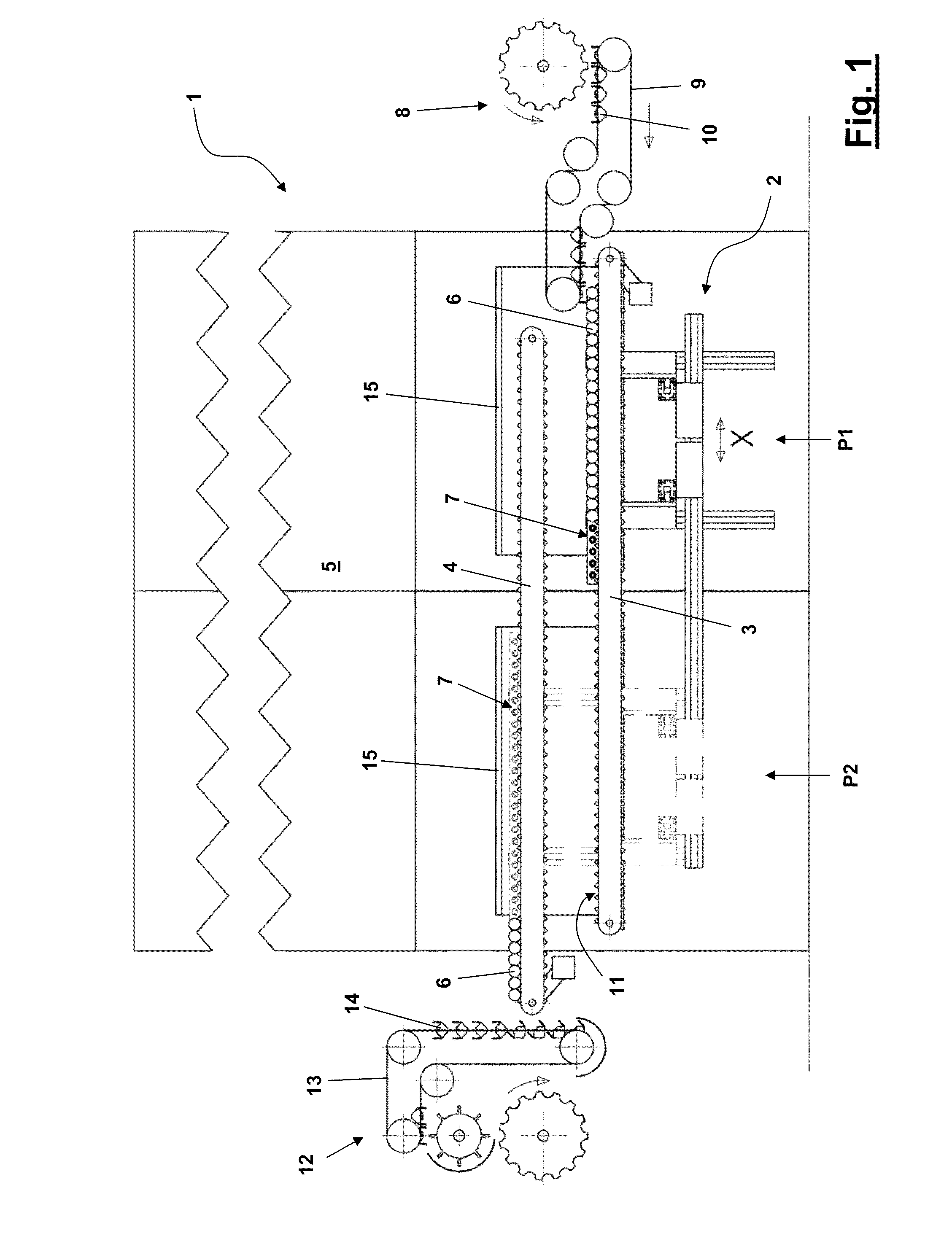 Device for taking over, temporarily storing and passing on elongated, hollow cylindrical product units and a method for the operation of such a device