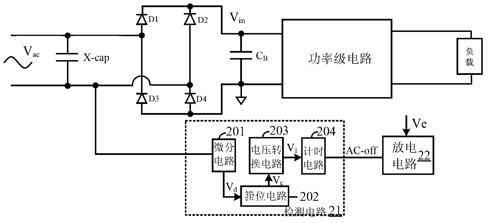 Capacity discharge method and circuit