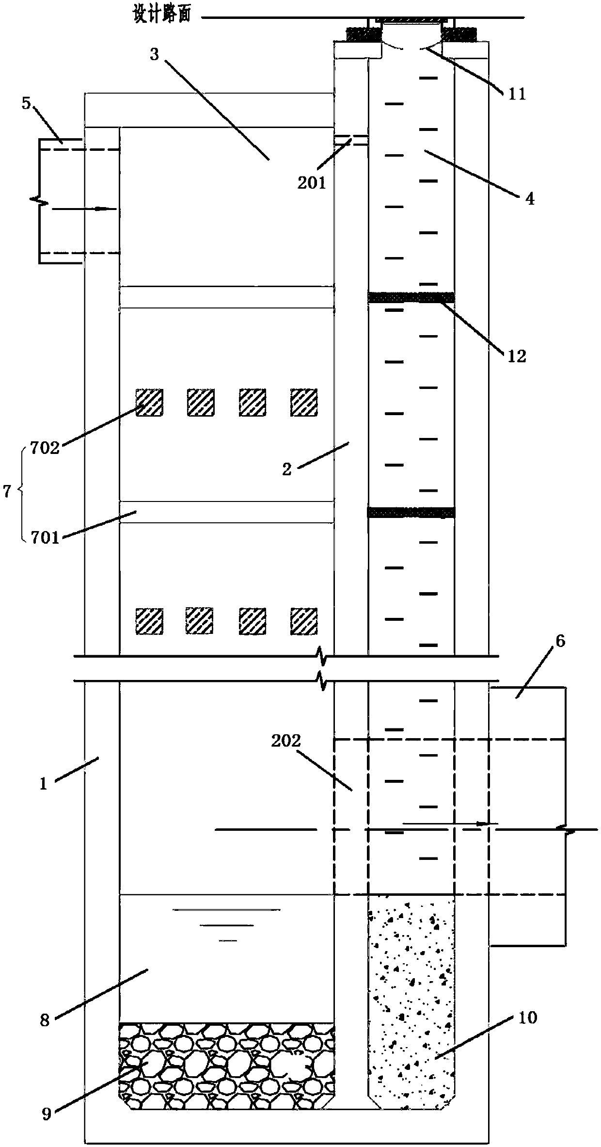 Large-flow, high-drop drainage drop well and its multi-layer energy dissipation construction method