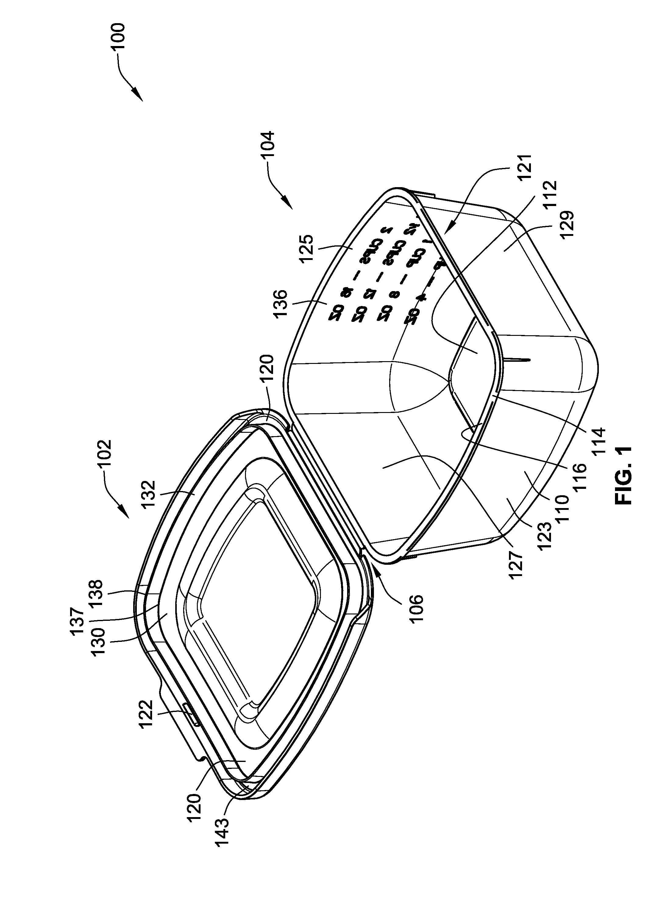 Container having a pre-curved lid