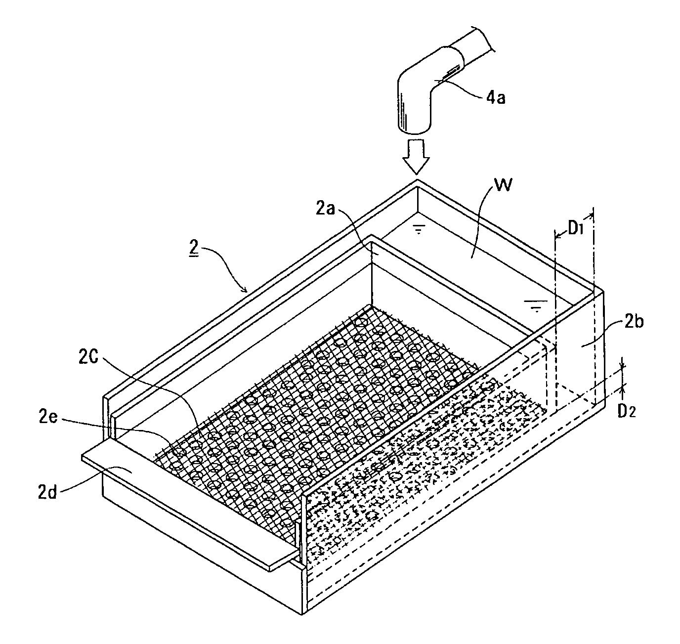 Multi-level aquaculture device for benthic organisms such as bivalves, aquaculture method, and biofilter using same