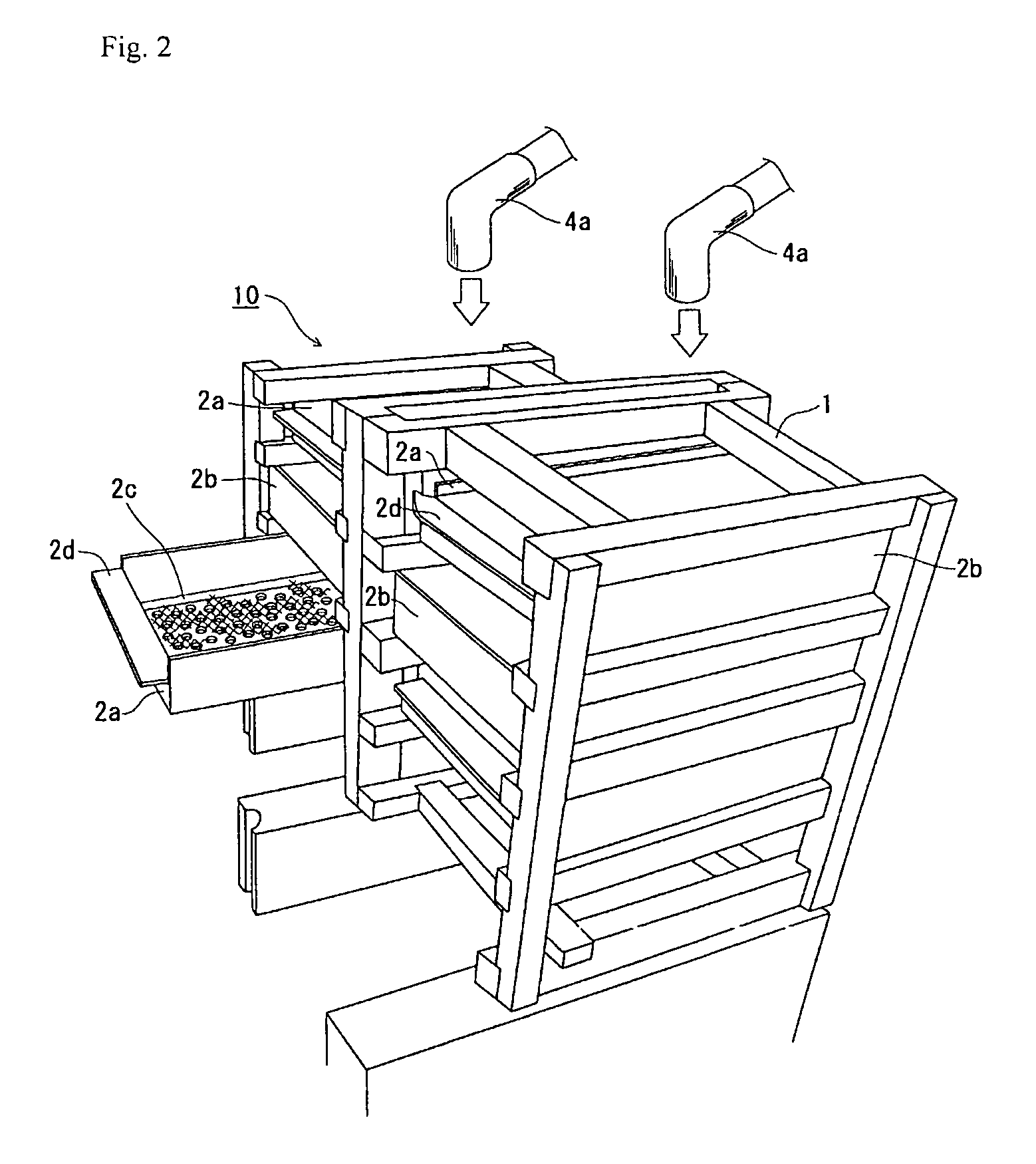 Multi-level aquaculture device for benthic organisms such as bivalves, aquaculture method, and biofilter using same