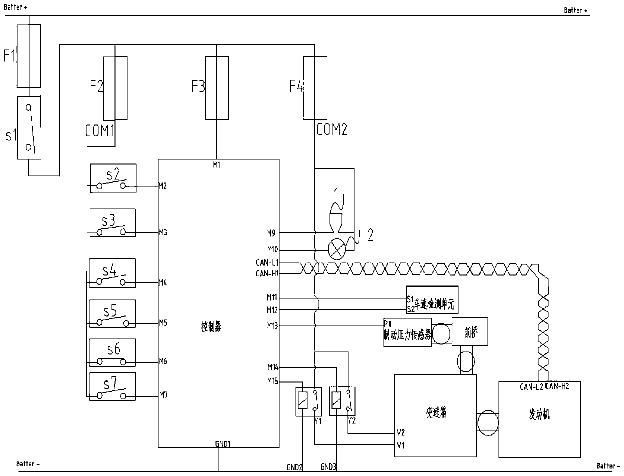 Diesel fork lift truck driving safety control device