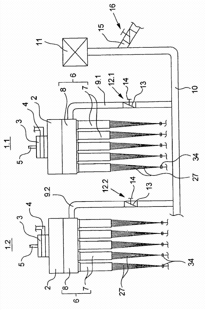 Method and apparatus for melt spinning and cooling many synthetic filaments