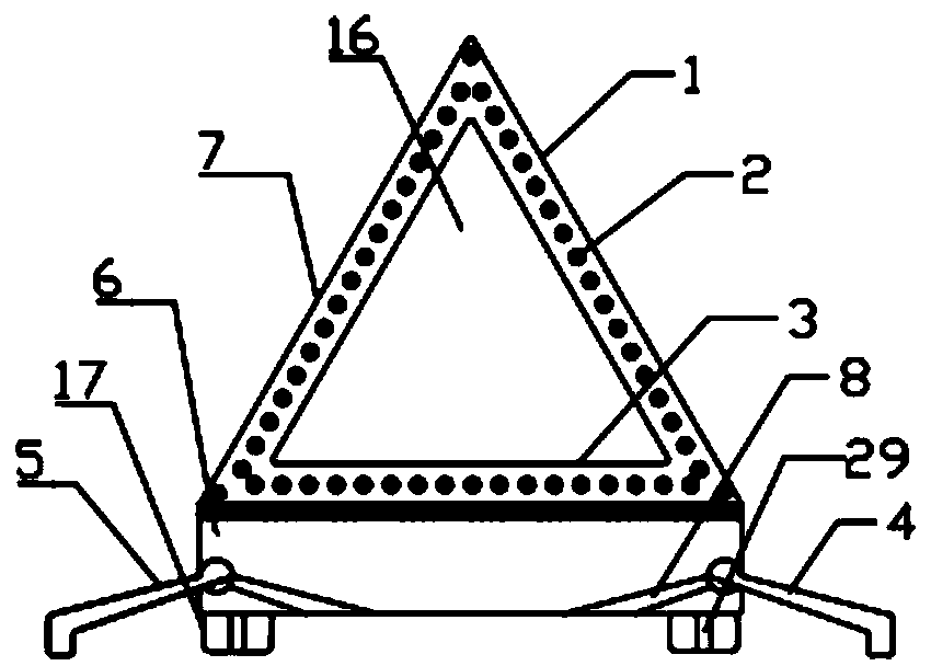 Triangular warning sign capable of self-sensing distress and use method of triangular warning sign