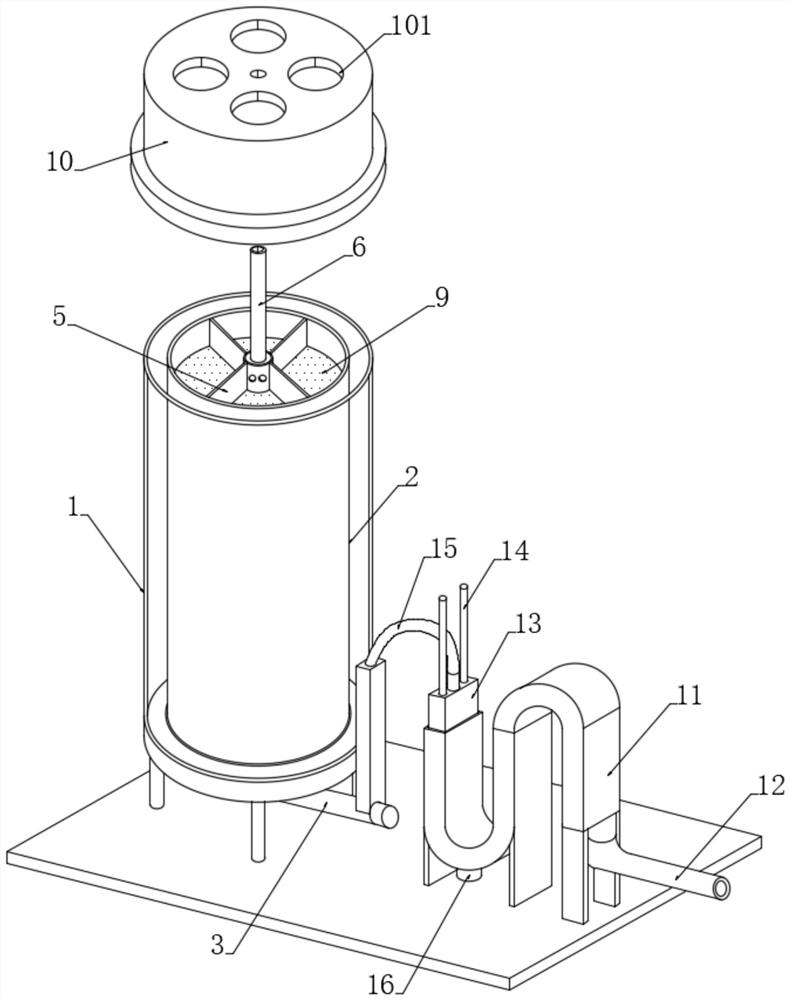Industrial waste gas treatment device for separating internally-hung biological carriers
