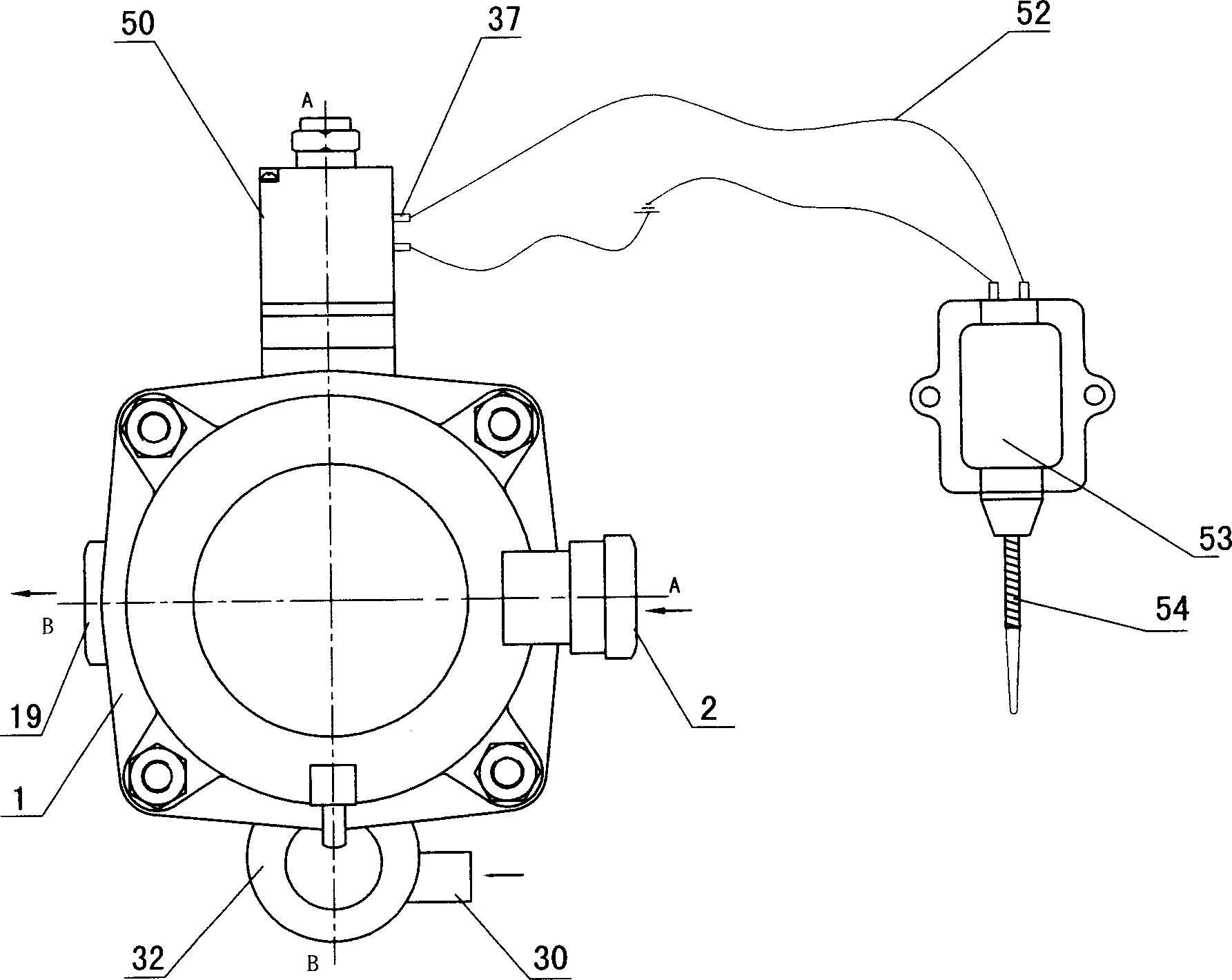 Double pipe electrically-controlled trailer brake valve