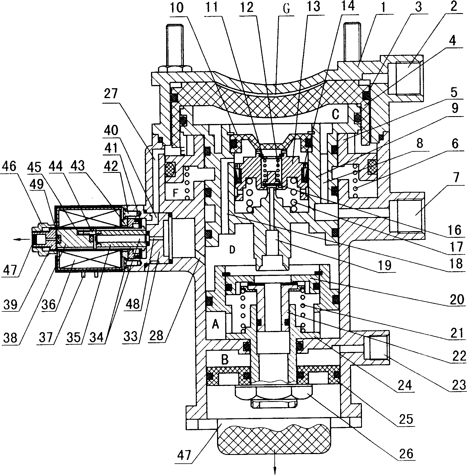 Double pipe electrically-controlled trailer brake valve