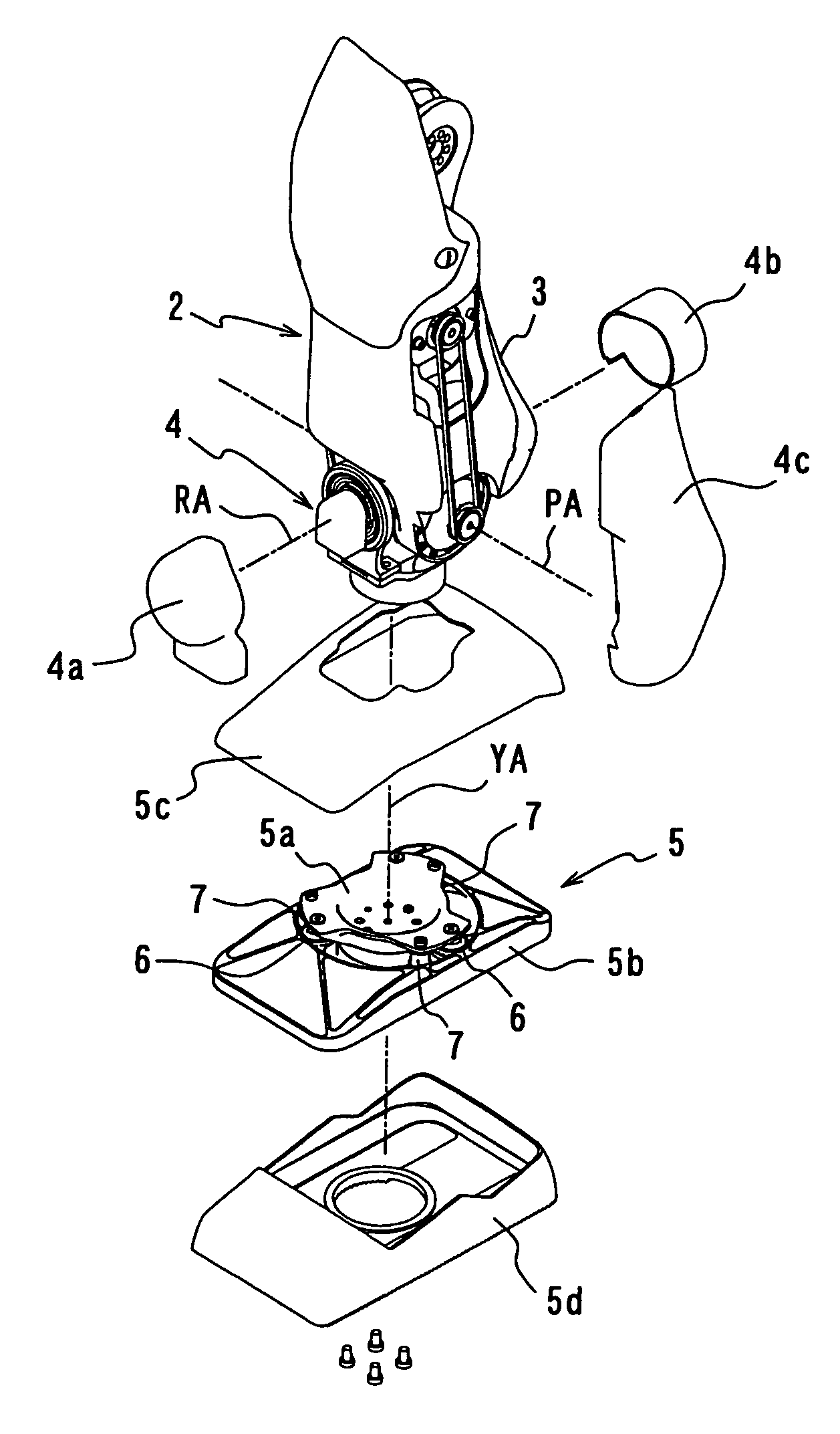 Impact absorbing mechanism of walking robot