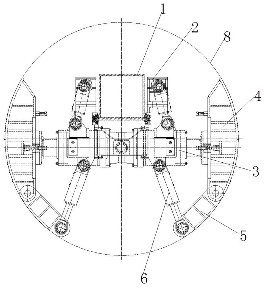 Tunnel heading machine and gripper shoe device thereof