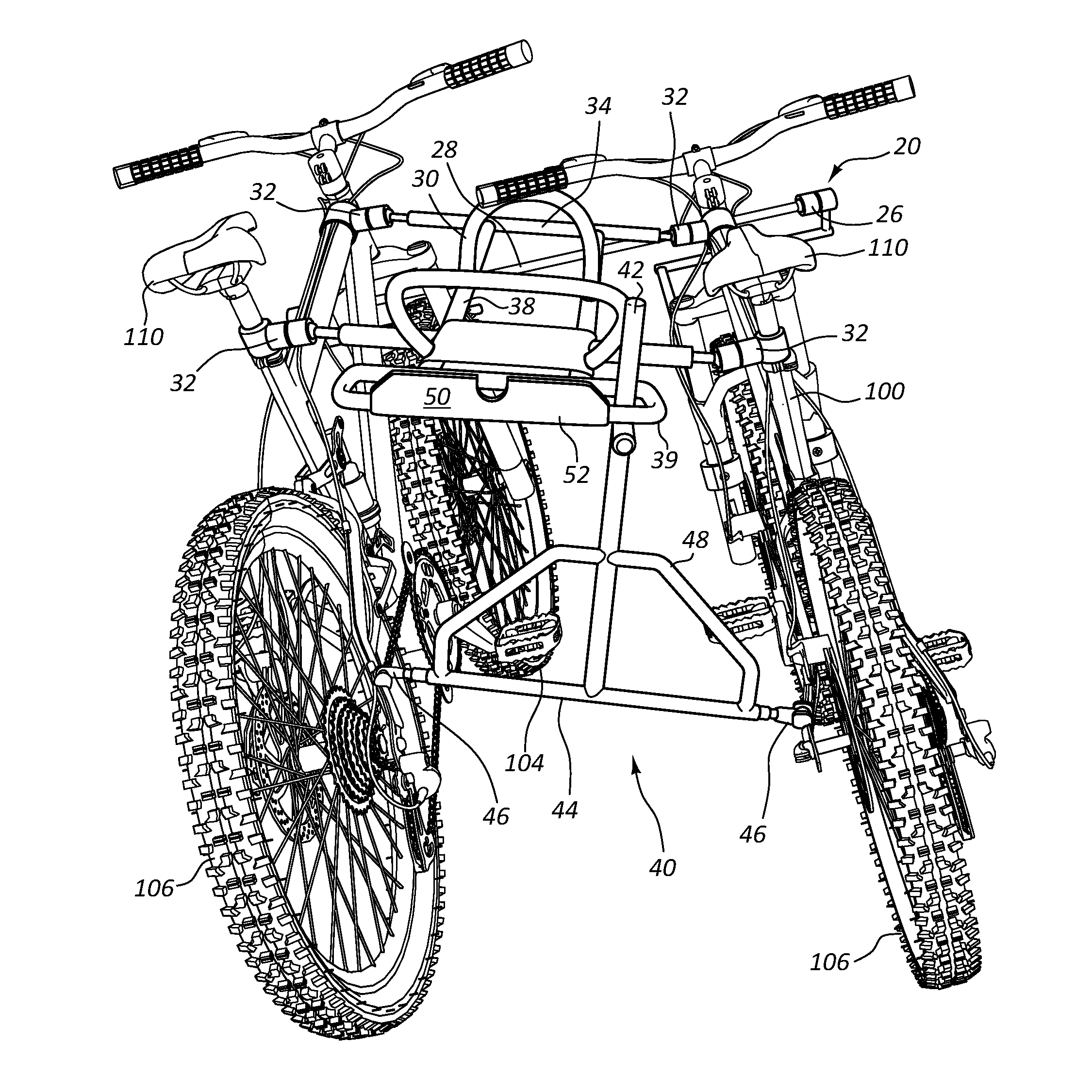 Side-by-side bicycle adapter