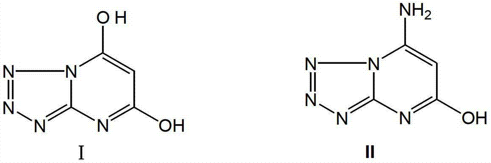 Compound I tetrazole (1, 5-a) pyrimidine-5, 7-diol and synthetic route thereof