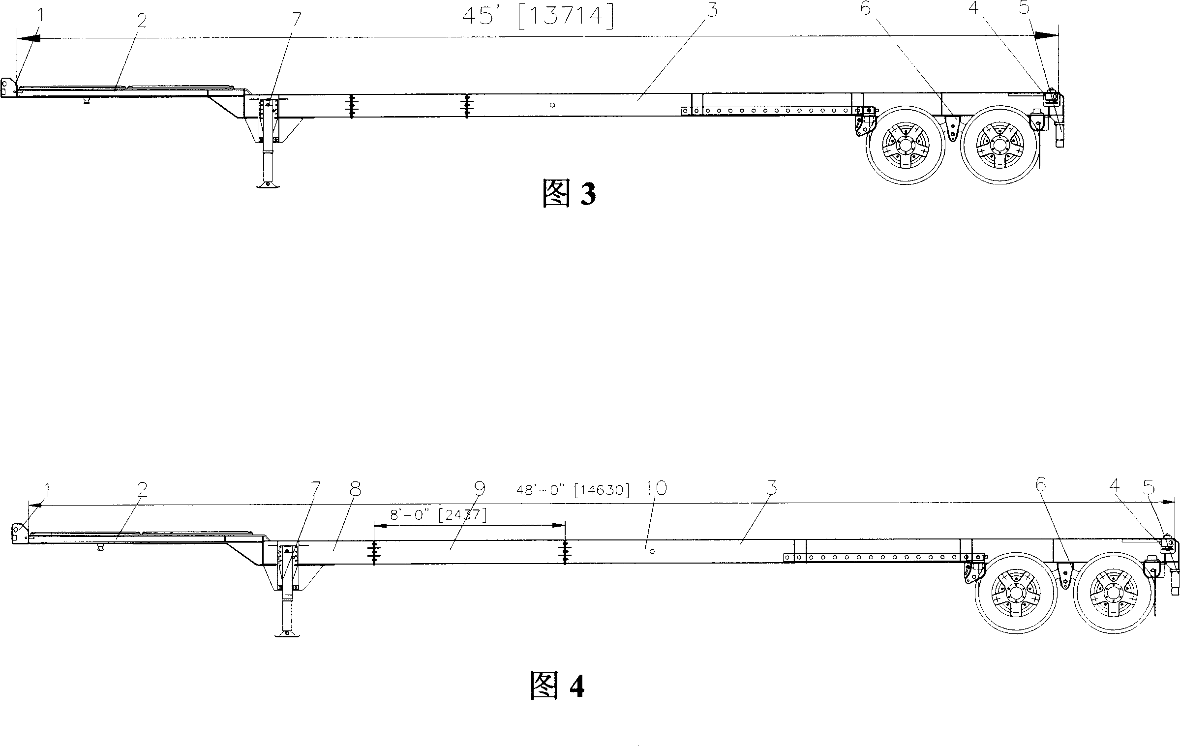 Dismountable container transport semi-trailer