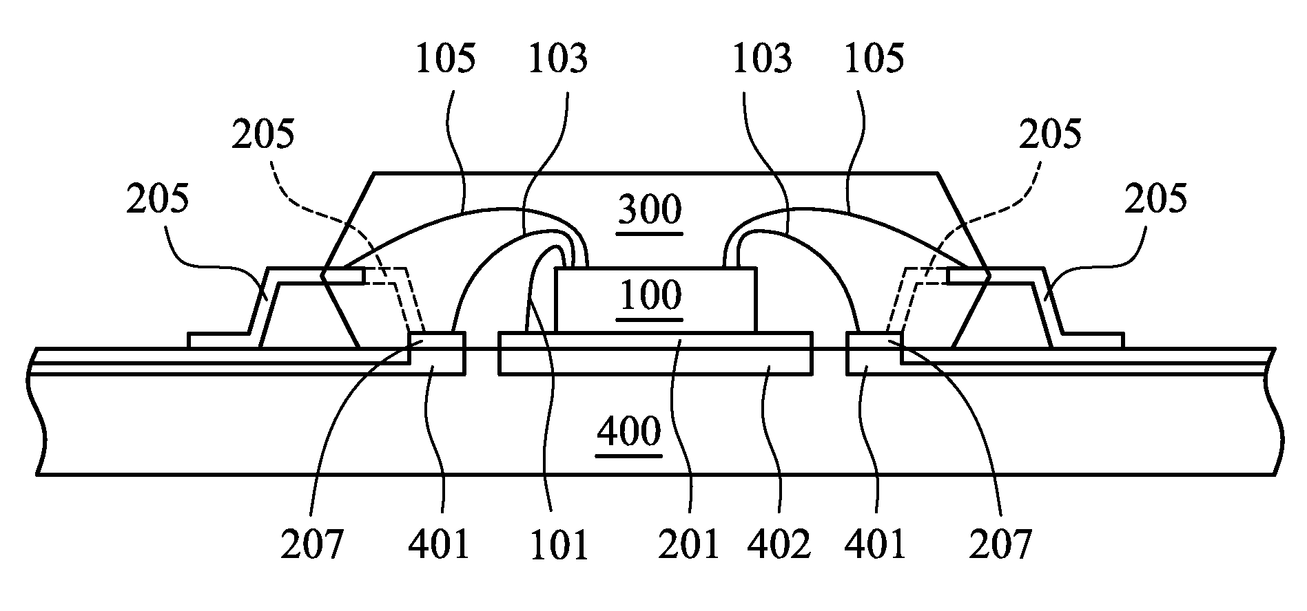 Quad flat package with exposed common electrode bars