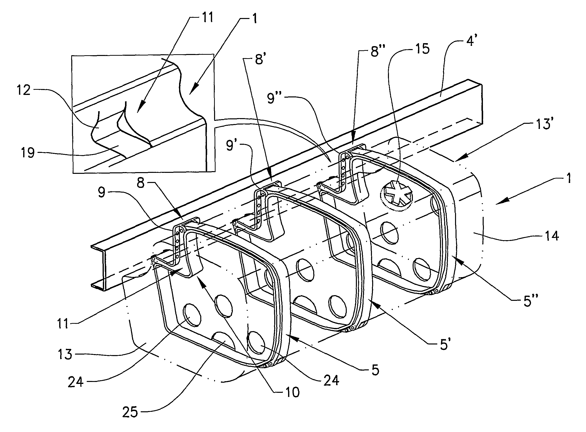 Device for use with liquid container for a vehicle and method for mounting said liquid container