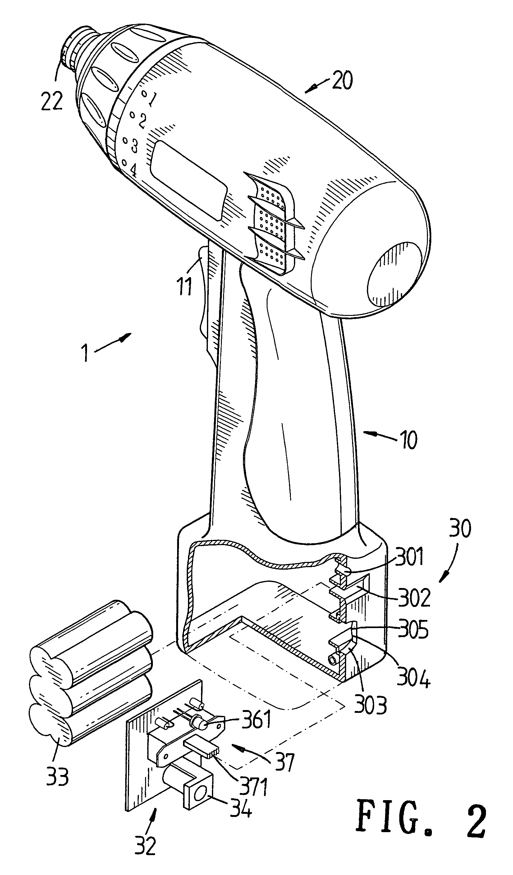 Power supply structure of electromotive tool