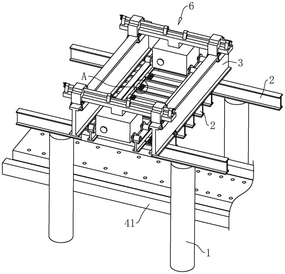 Construction method of overhead line jacking underpass type reinforced concrete frame bridge by auxiliary beam lifting method