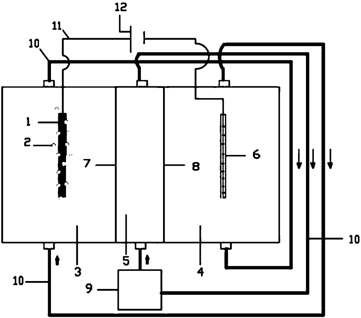 MEDC (Microbial Electrolytic Desalting Cell) reactor device