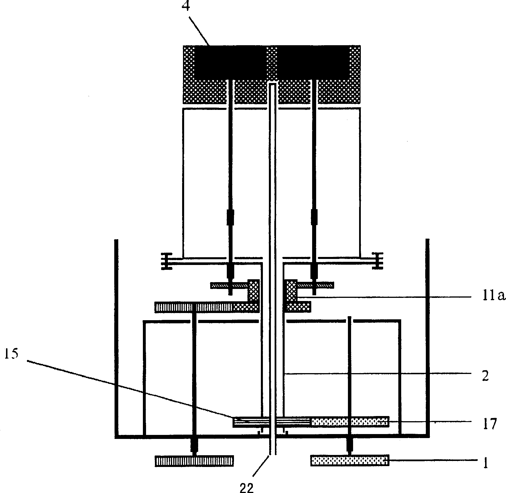 Revolution and rotation arrangement in reaction chamber of metallorganics chemical vapor deposition device