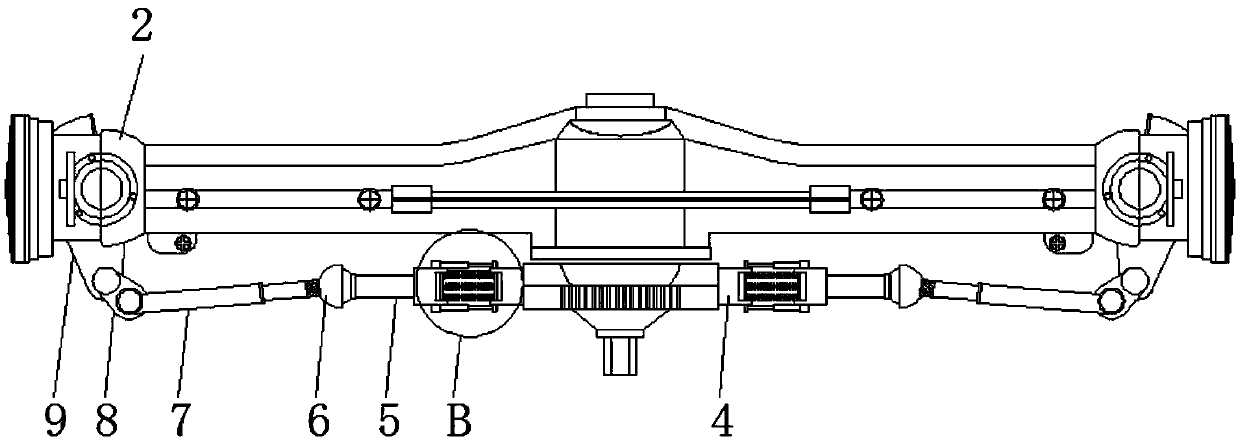 Front drive axle with large steering angle