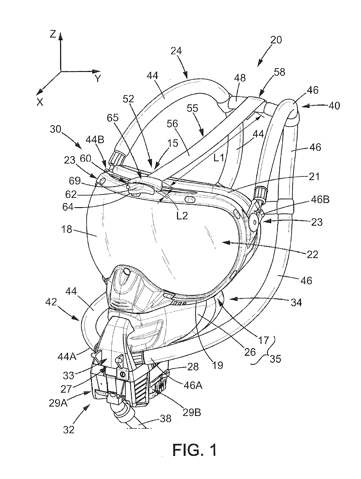 Breathing mask for aircraft and method for putting a breathing mask in folded position for storage in a storage unit