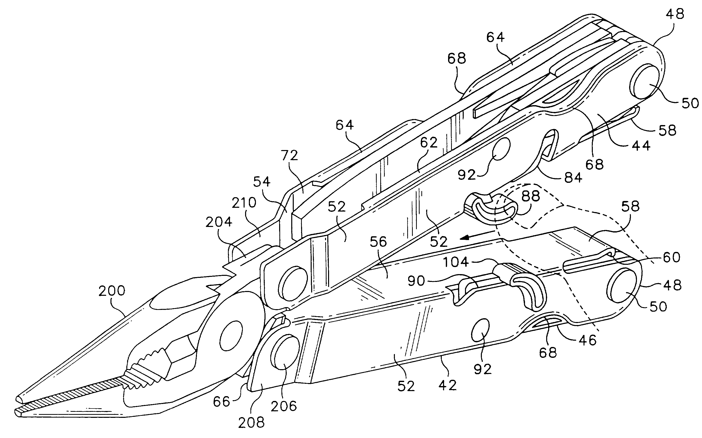 Folding multipurpose tool including blade lock release mechanism