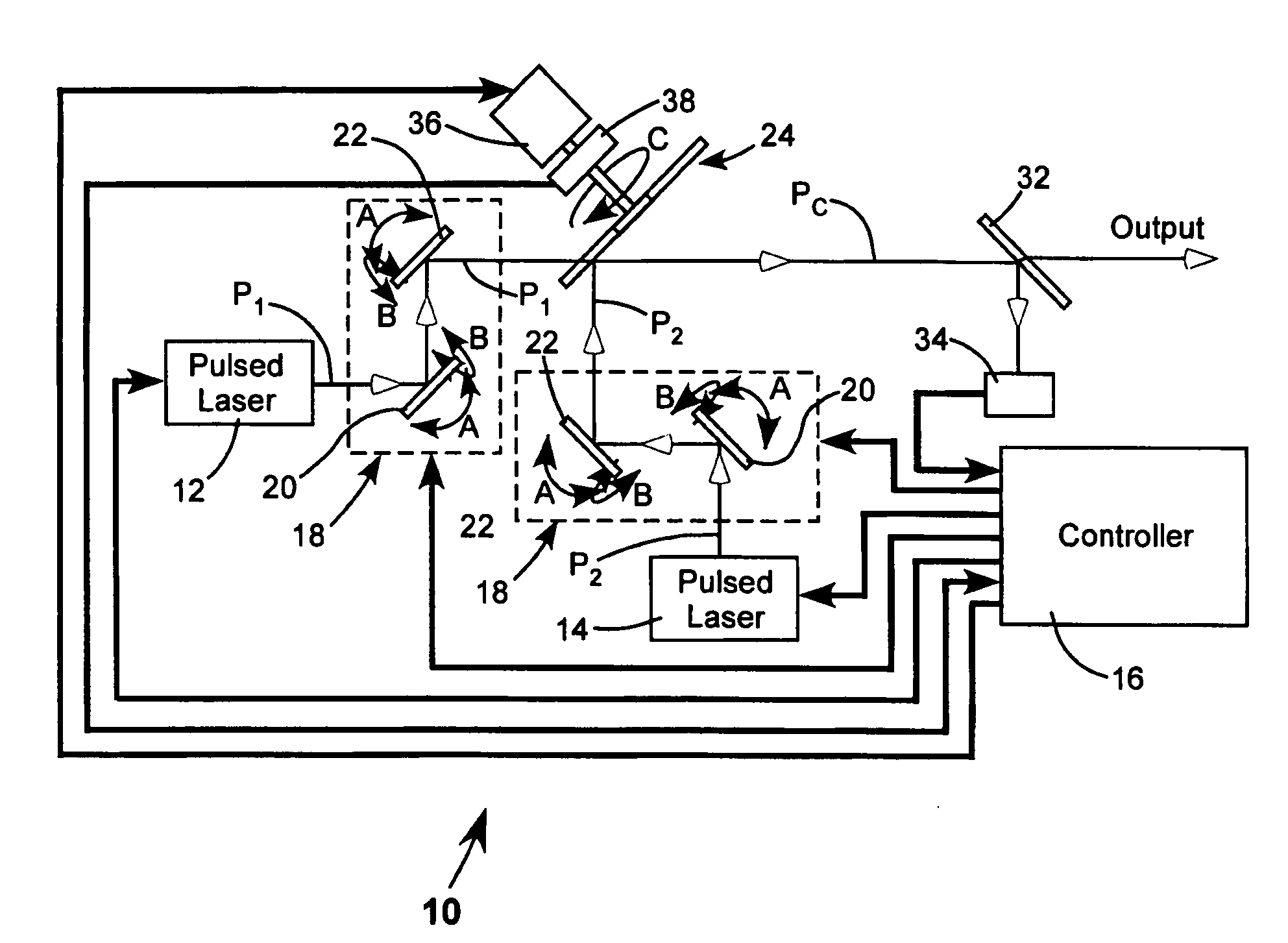 Apparatus for combining beams from repetitively pulsed lasers along a common path