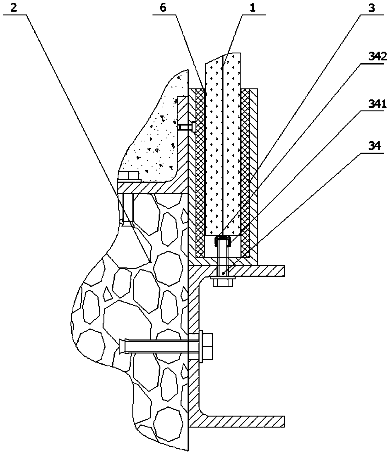Mounting structure and mounting method for all-glass guardrail