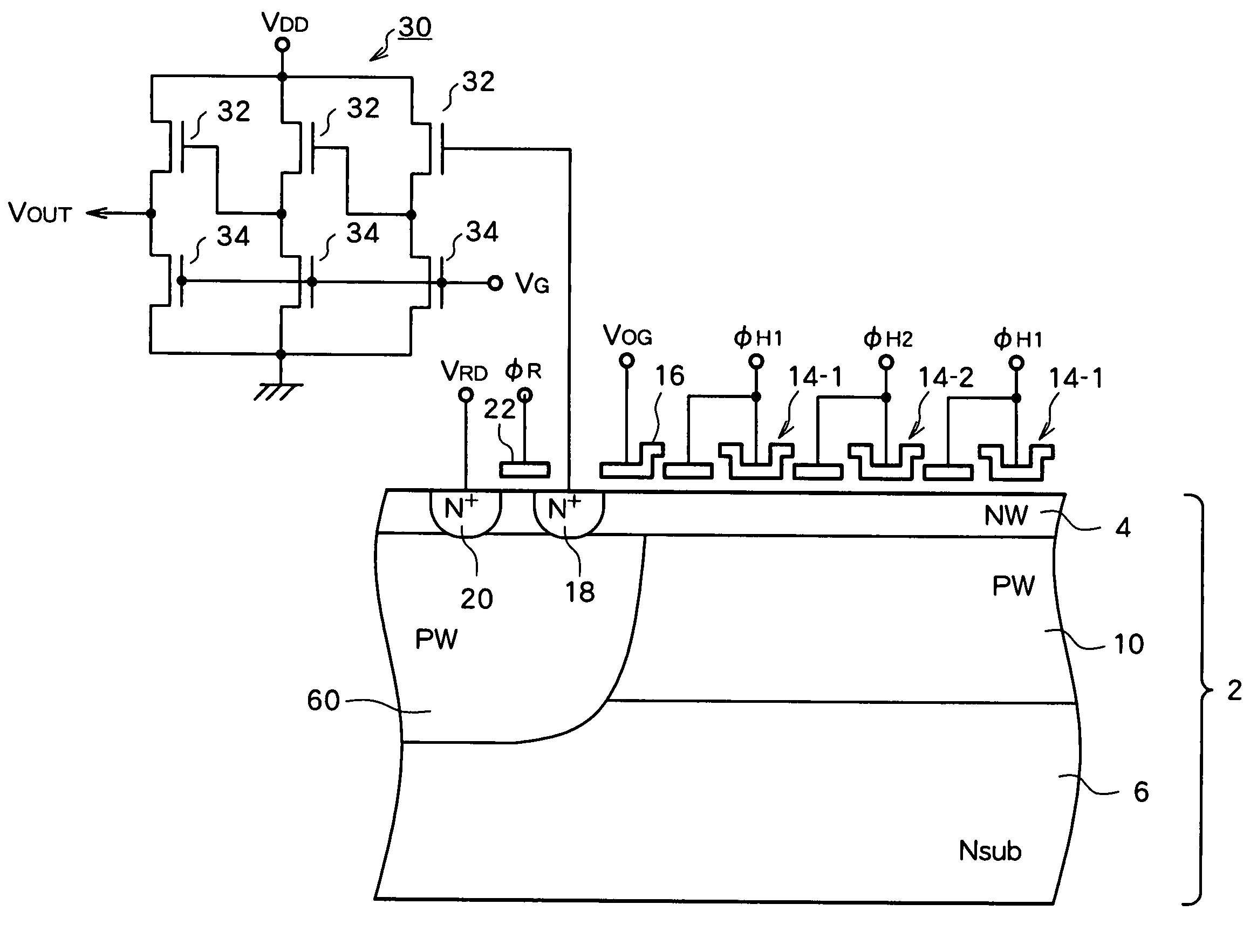 Solid image capturing element for power saving at output section and manufacturing method for the same