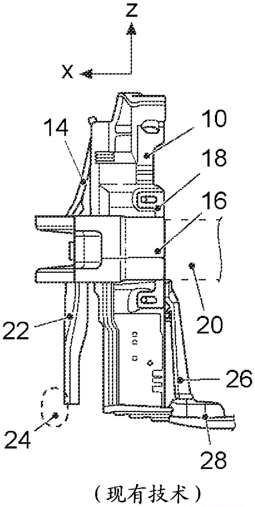 Arrangement in region of mounting bracket in the front of motor vehicle