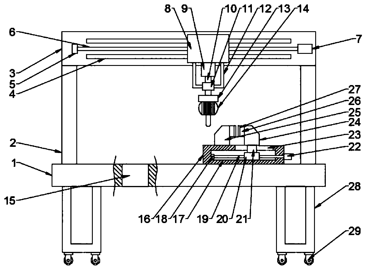 A building drilling device based on beam stabilization technology